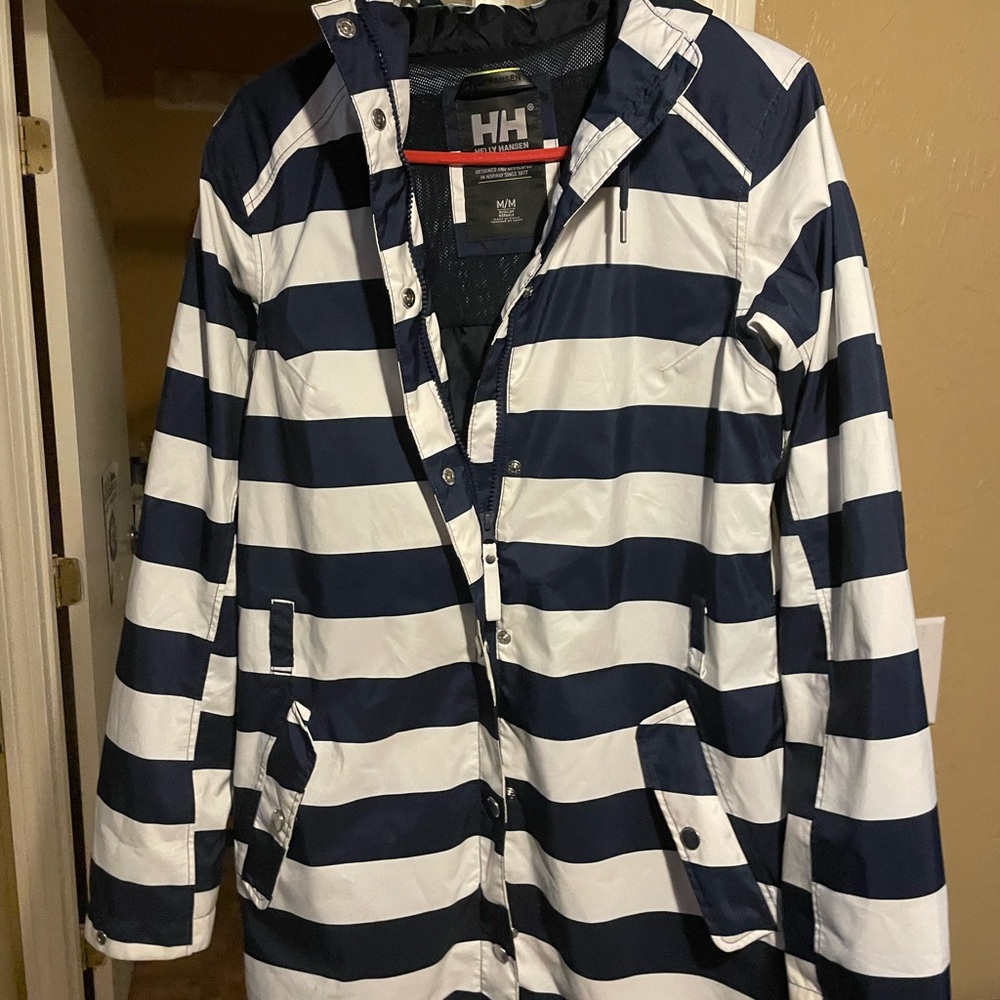 Helly Hansen Blue and White Striped Coat